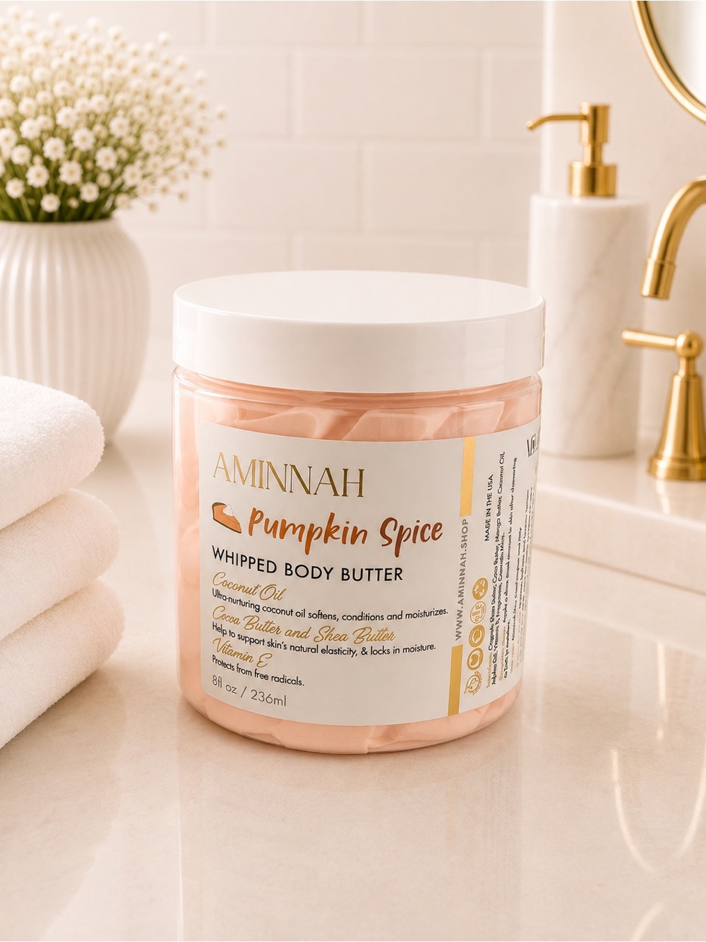 AMINNAH Pumpkin Spice Whipped Body Butter — Hydrating Cream